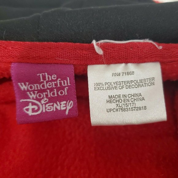 Disney Women Mickey Mouse Red Fleece Lightweight Hoodie Jacket Sz 15/17 XLarge - Picture 11 of 12
